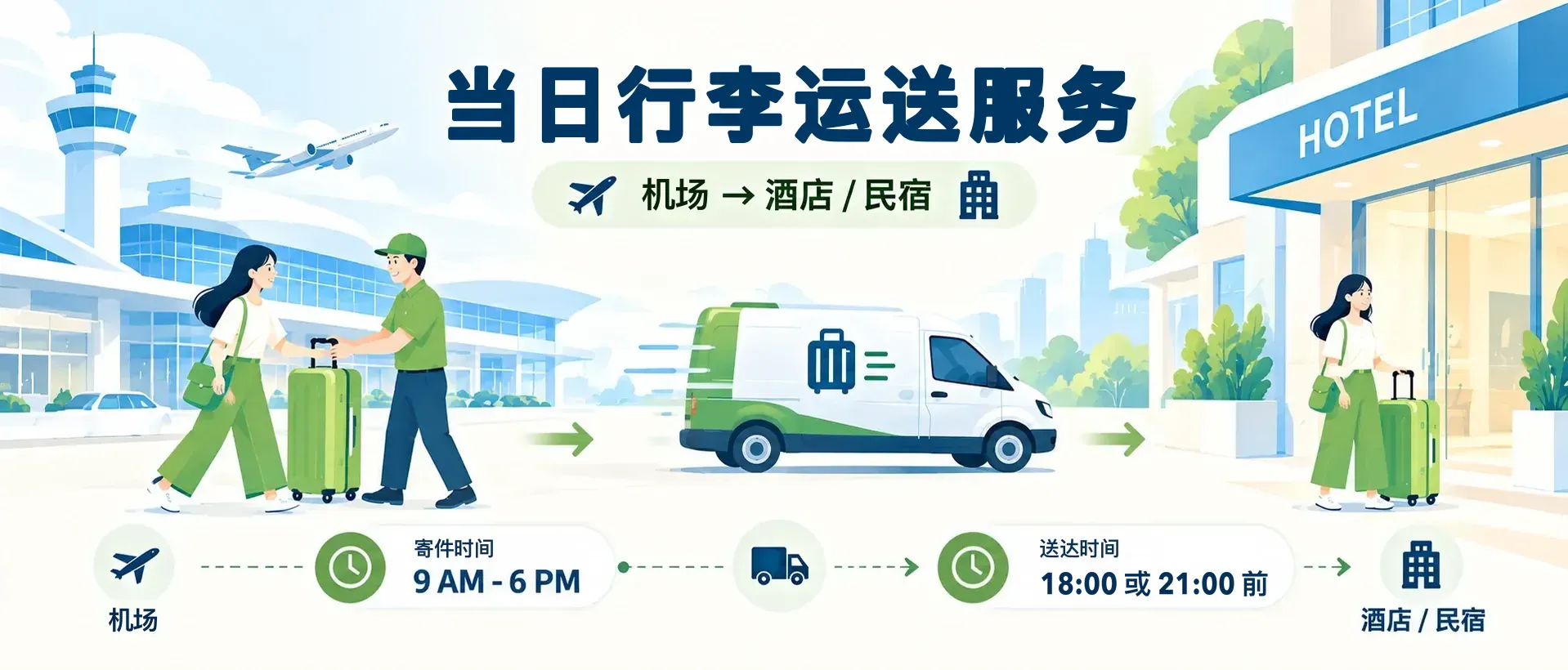 當日行李運送：機場 → 酒店/民宿