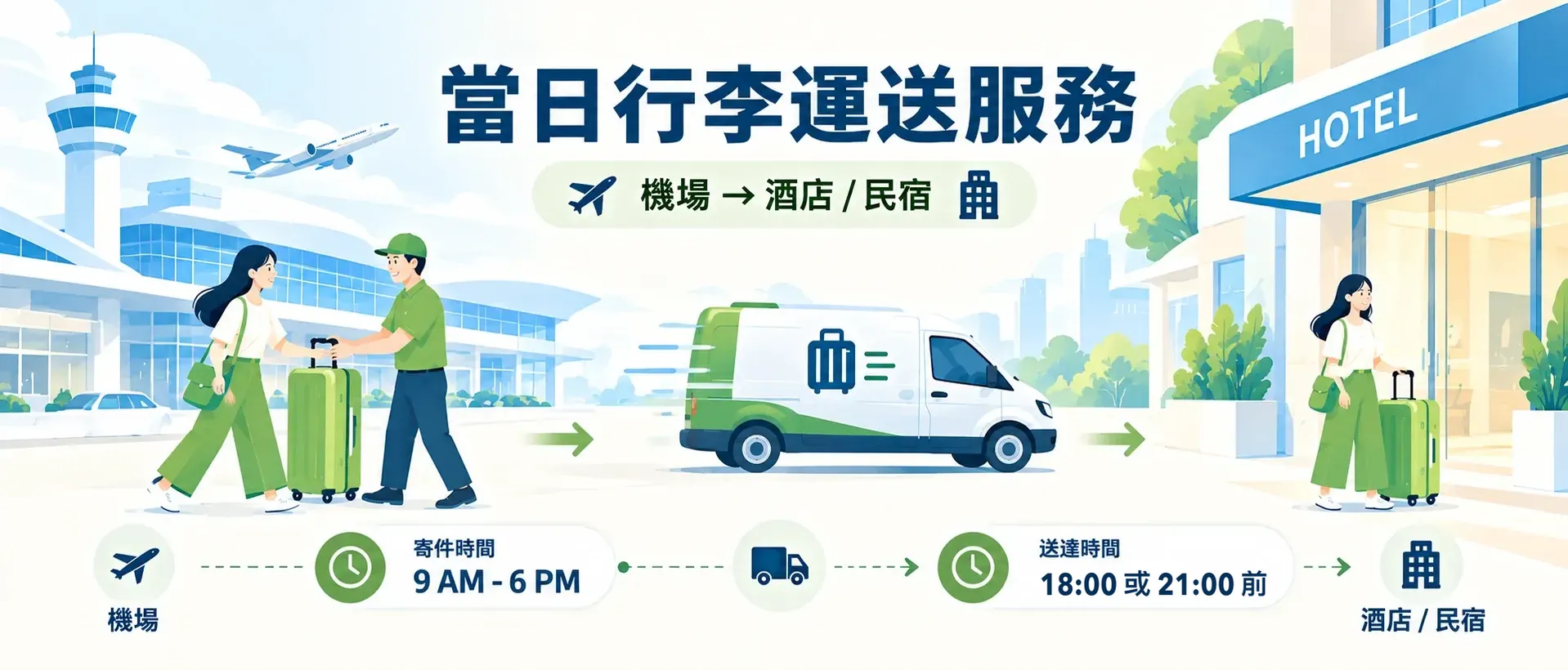 當日行李運送：機場 → 酒店/民宿